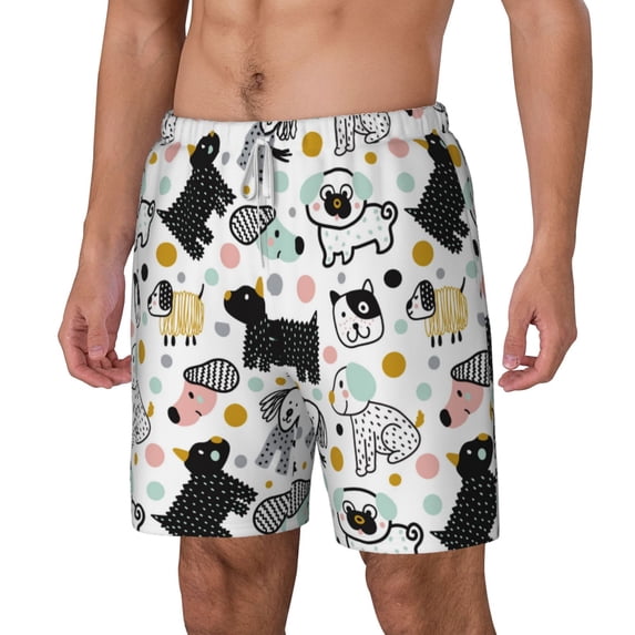 Rocae Funny Puppy for Men's Swim Trunks Quick Dry With Two Side Pockets and One Lined Patch Pocket3X-Large