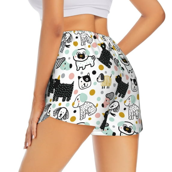 Rocae Funny Puppy for Women's Athletic Shorts Quick Dry Workout Hiking Shorts With Pockets for Running, Yoga, Gym, Sports Large