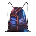 thumbnail image 1 of Rocae Futuristic Bar Space View for Gym Bag Drawstring Bags Gym Backpack for Gym, Travel, Sports, Swimming, Beach-Small, 1 of 6