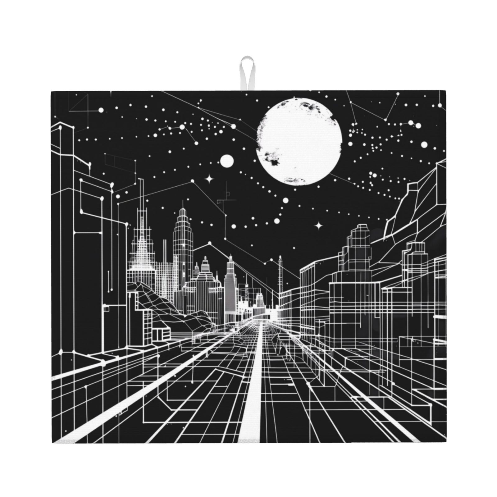 Rocae Futuristic Moonlit Cityscape for Drying Mat for Kitchen 16*18 ...