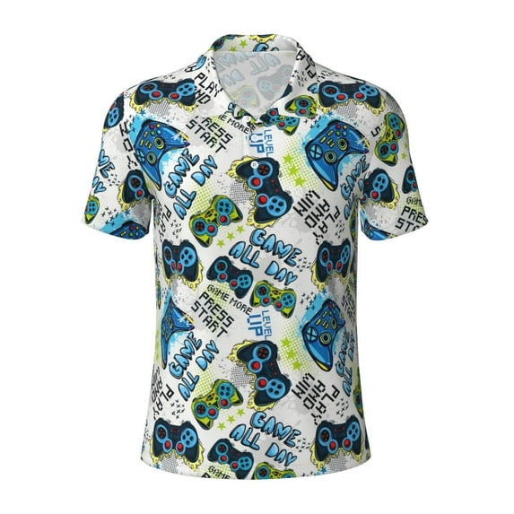 Rocae Game All Day for Men's Short Sleeve Polo Shirt, Quick Drying Performance Moisture Wicking Sports Men's Golf Shirt Small