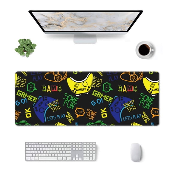 Rocae Game Play for Gaming Mouse Pad, Mouse Pad Large, Office Computer Keyboard Mousepad, Keyboard and Mouse Pad with Stitched Edges,31.5 x 11.8 in