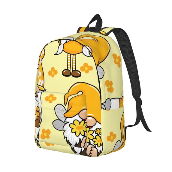Rocae Garden Honeybee Gnomes for Durable Canvas Backpack Leisure Large Bag Travel Rucksack Multi-function Backpack Medium