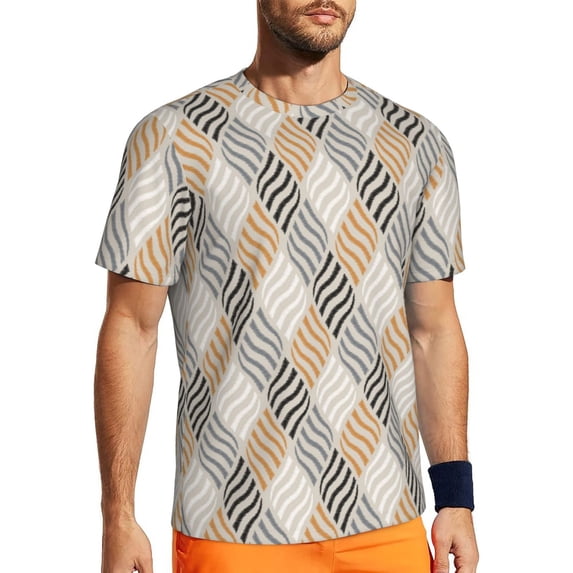 Rocae Geometric for Men's Mesh Quick-Dry Short Sleeve Workout T-Shirt,Mens Crew Neck Tee Lightweight Soft Classic T Shirts XX-Large