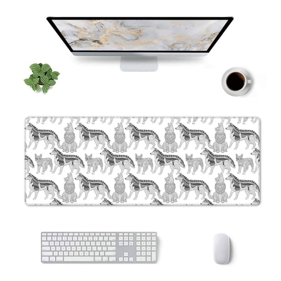 Rocae German Shepherd Dog for Gaming Mouse Pad, Mouse Pad Large, Office Computer Keyboard Mousepad, Keyboard and Mouse Pad with Stitched Edges,31.5 x 11.8 in