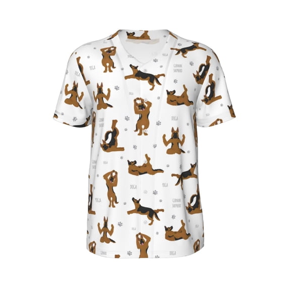 Rocae German Shepherd Dog for Breathable Men's Baseball T-Shirt Fashionable Casual Baseball Jersey, Moisture-wicking Sportswear X-Large