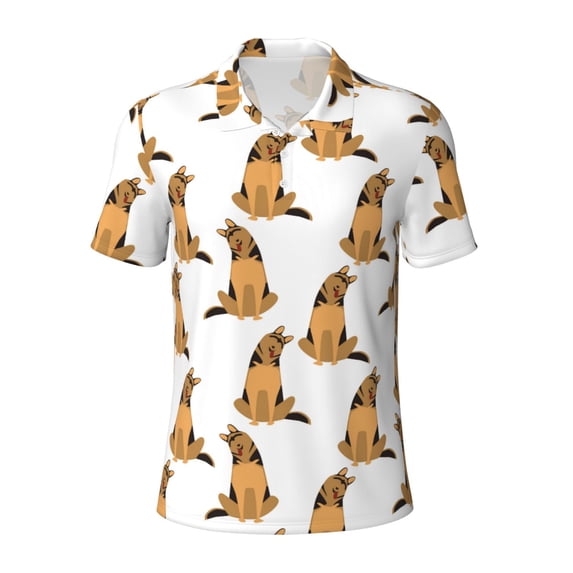 Rocae German Shepherd Dog for Men's Short Sleeve Polo Shirt, Quick Drying Performance Moisture Wicking Sports Men's Golf Shirt Small