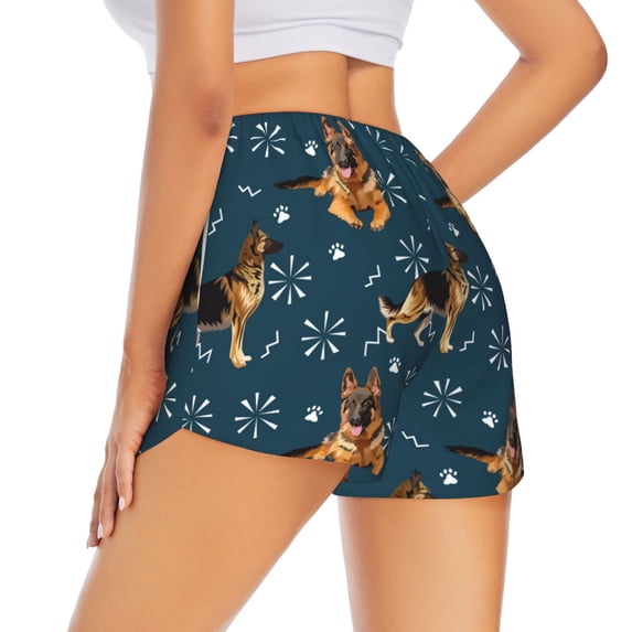 Rocae German Shepherd Dog for Women's Athletic Shorts Quick Dry Workout Hiking Shorts With Pockets for Running, Yoga, Gym, Sports Small