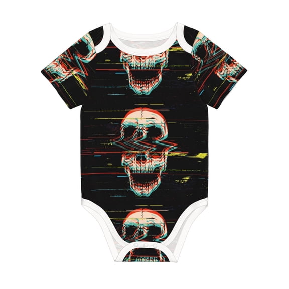 Rocae Glitch Screaming Skull for Baby Climbing Clothes Soft Baby Romper for Active Infants Comfortable and Breathable Crawling Jumpsuit Unisex Baby Outfit 3 Months