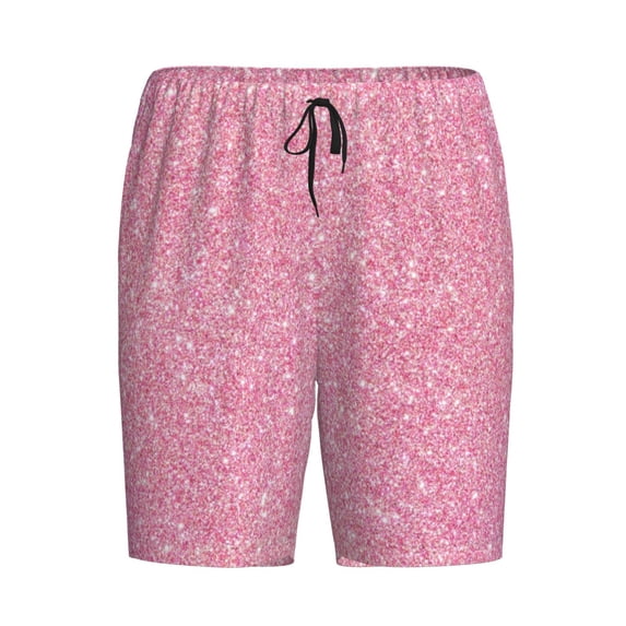 Rocae Glitter Pink for Men's Soft Sleep Pajama Shorts, Waistband and Pockets