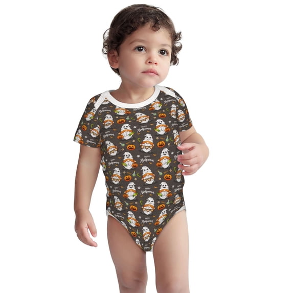 Rocae Gnome And Pumpkin for Baby Cotton Short-Sleeve Bodysuits for Unisex Onesies Bodysuit-3 Months