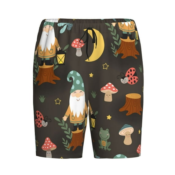 Rocae Gnome Insect Frog for Men's Soft Sleep Pajama Shorts, Waistband and Pockets