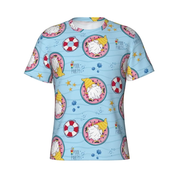 Rocae Gnome Pool Party for Men's Moisture-Wicking Crew Tee - T-Shirt for Sports, Outdoor Activities, and Casual WearSmall