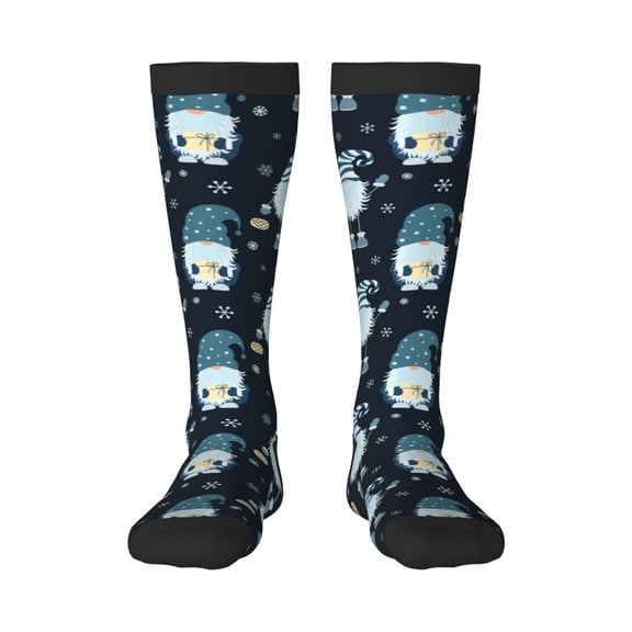 Rocae Gnome and Snowflakes for Novelty Casual compression Socks For Women Men Contrast Color Stockings