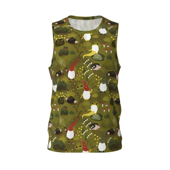 Rocae Gnomes Playing in the Garden for Men's Basketball Jersey Lightweight and Breathable Athletic Tank Top,Quick-Drying Sports Jersey XX-Large