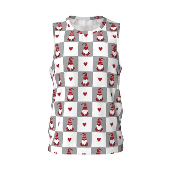 Rocae Gnomes and Hearts for Men's Basketball Jersey Lightweight and Breathable Athletic Tank Top,Quick-Drying Sports Jersey Large