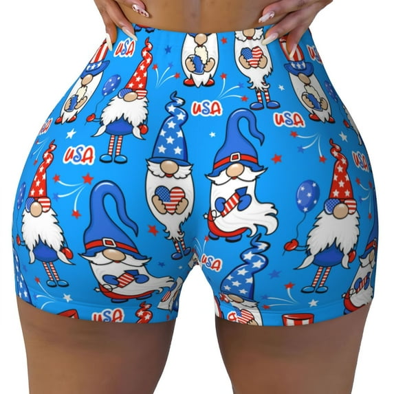 Rocae Gnomes in USA for Women's Quick-Dry Running Shorts,Ladies Active Athletic Apparel Yoga Workout Gym Running Volleyball Spandex Shorts Small
