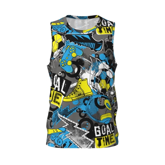 Rocae Goal Time for Men's Basketball Jersey Lightweight and Breathable Athletic Tank Top,Quick-Drying Sports Jersey