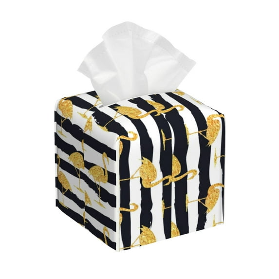 Rocae Gold Flamingo for High-grade Leather Tissue Box, Exquisite Fashionable Design, Office Tissue Box, Waterproof Family Tissue Box