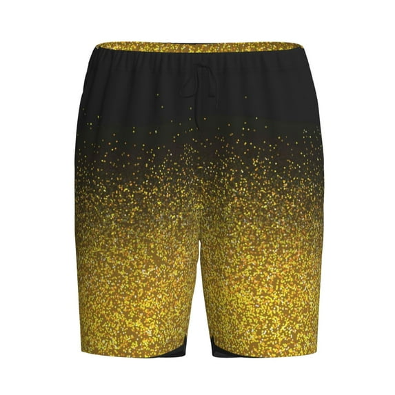 Rocae Gold Glitter Gradient for Men's Soft Sleep Pajama Shorts, Waistband and Pockets