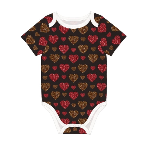 Rocae Gold Glitter Heart for Baby Climbing Clothes Soft Baby Romper for Active Infants Comfortable and Breathable Crawling Jumpsuit Unisex Baby Outfit 3 Months