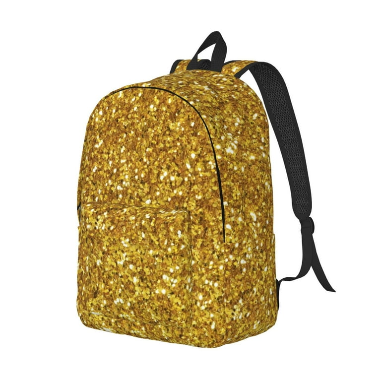 Rocae Gold Glitter for Durable Canvas Backpack Leisure Large Bag Travel Rucksack Multi function Backpack Medium