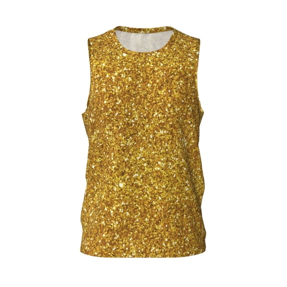 Rocae Gold Glitter for Men's Basketball Jersey Lightweight and Breathable Athletic Tank Top,Quick-Drying Sports Jersey X-Large