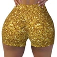 thumbnail image 1 of Rocae Gold Glitter for Women's Quick-Dry Running Shorts,Ladies Active Athletic Apparel Yoga Workout Gym Running Volleyball Spandex Shorts X-Large, 1 of 9