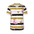 thumbnail image 1 of Rocae Gold Glittering Hearts and Flamingos for Breathable Men's Baseball T-Shirt Fashionable Casual Baseball Jersey, Moisture-wicking Sportswear XX-Large, 1 of 9