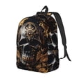 thumbnail image 1 of Rocae Gold Pattern Black Skull for Canvas College Laptop Backpack for Men Women-Medium, 1 of 5