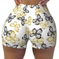thumbnail image 1 of Rocae Golden Glitter Butterflies for Women's Quick-Dry Running Shorts,Ladies Active Athletic Apparel Yoga Workout Gym Running Volleyball Spandex Shorts, 1 of 9