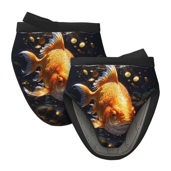 Rocae Golden Koi And Treasure for Mini Oven Mitts Rubber Oven Glove, Kitchen Mittens, Cute Cooking Mitts,5.9"x5.9"