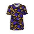 thumbnail image 1 of Rocae Golden Snake And Purple Rose for Breathable Men's Baseball T-Shirt Fashionable Casual Baseball Jersey, Moisture-wicking Sportswear Small, 1 of 9