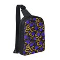 thumbnail image 1 of Rocae Golden Snake And Purple Rose for Lightweight Chest Bag Dual Pocket, Waterproof Crossbody Sling Bag for Men and Women, 1 of 1