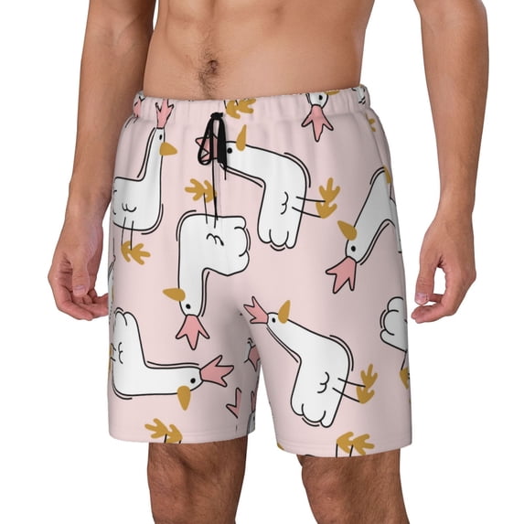Rocae Goose Queen for Men's Swim Trunks Quick Dry With Two Side Pockets and One Lined Patch PocketMedium