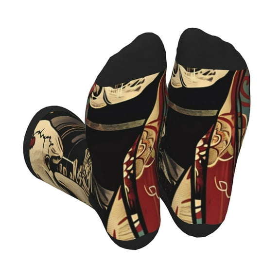 Rocae Gothic Eastern Floral Skull for Adult Socks Casual Athletic Stretchy Loose Socks for Women Men Non-Slip Middle Tube Socks