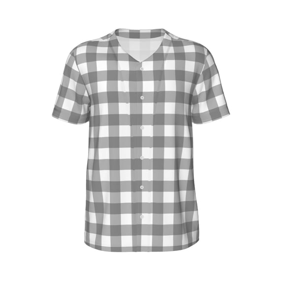 Rocae Gray Checkboard for Breathable Men's Baseball T-Shirt Fashionable Casual Baseball Jersey, Moisture-wicking Sportswear X-Large