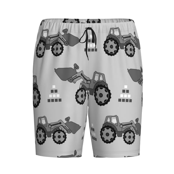 Rocae Gray Tractor for Men's Soft Sleep Pajama Shorts, Waistband and Pockets