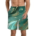 thumbnail image 1 of Rocae Green And Gold Marble for Men's Beach Shorts Casual Elastic Waist Drawstring Summer Beach Shorts,S-3XL-Small, 1 of 6