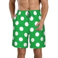 thumbnail image 1 of Rocae Green And White Polka Dot for Men's Beach Shorts Casual Elastic Waist Drawstring Summer Beach Shorts,S-3XL-Medium, 1 of 6