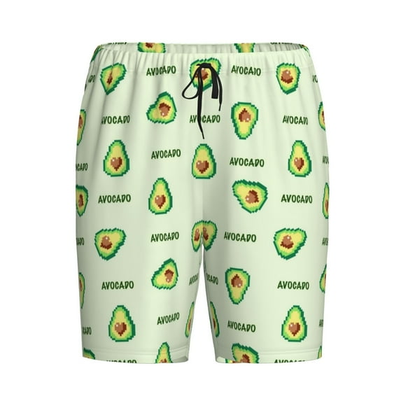 Rocae Green Avocado for Men's Soft Sleep Pajama Shorts, Waistband and Pockets