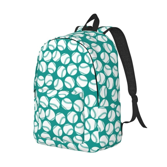 Rocae Green Baseball for Durable Canvas Backpack Leisure Large Bag Travel Rucksack Multi-function Backpack Medium