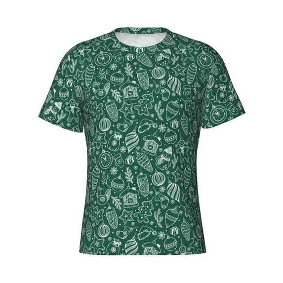 Rocae Green Christmas for Men's Moisture-Wicking Crew Tee - T-Shirt for Sports, Outdoor Activities, and Casual Wear3X-Large