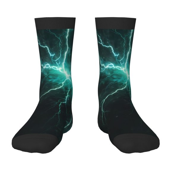 Rocae Green Lightning Flash for Girls Boys Crew Socks,Children's Socks, Kids Socks, Toddler Socks: Daily Wear with Kids School Uniform