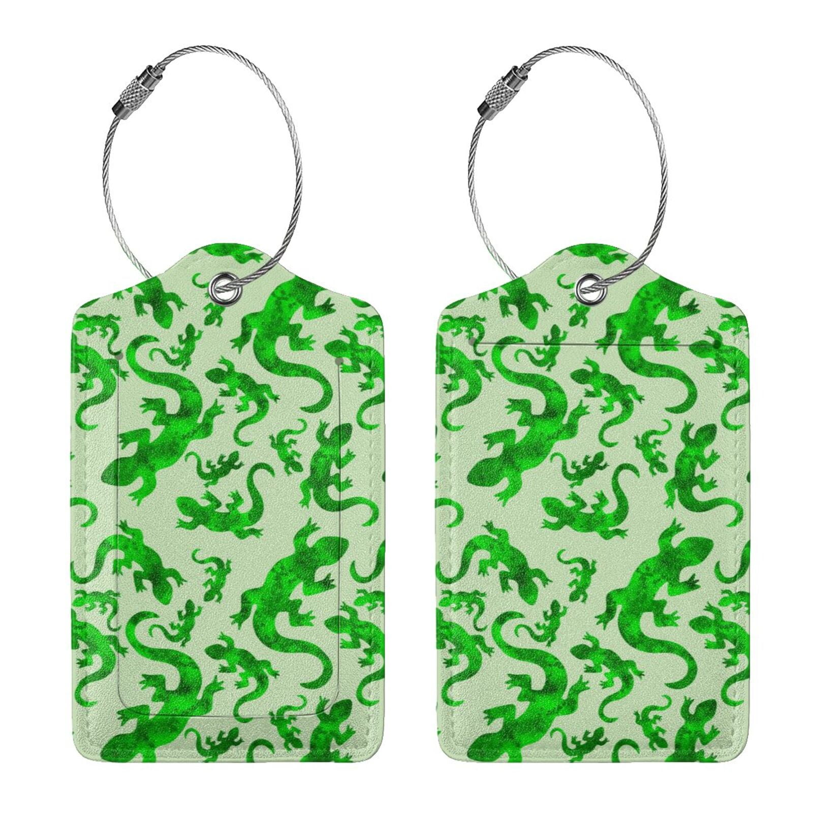 Rocae Green Lizard for Leather Luggage Baggage Tags ID Label Privacy ...