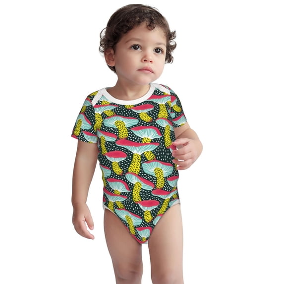 Rocae Green Mushroom for Baby Cotton Short-Sleeve Bodysuits for Unisex Onesies Bodysuit-3 Months