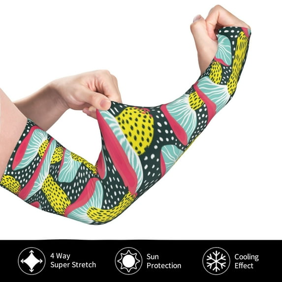 Rocae Green Mushroom for Sports Cooling Arm Compression Sleeves for Men Women Teenager,Breathable,Outdoor Essentials Sun Protection Arm Sleeves