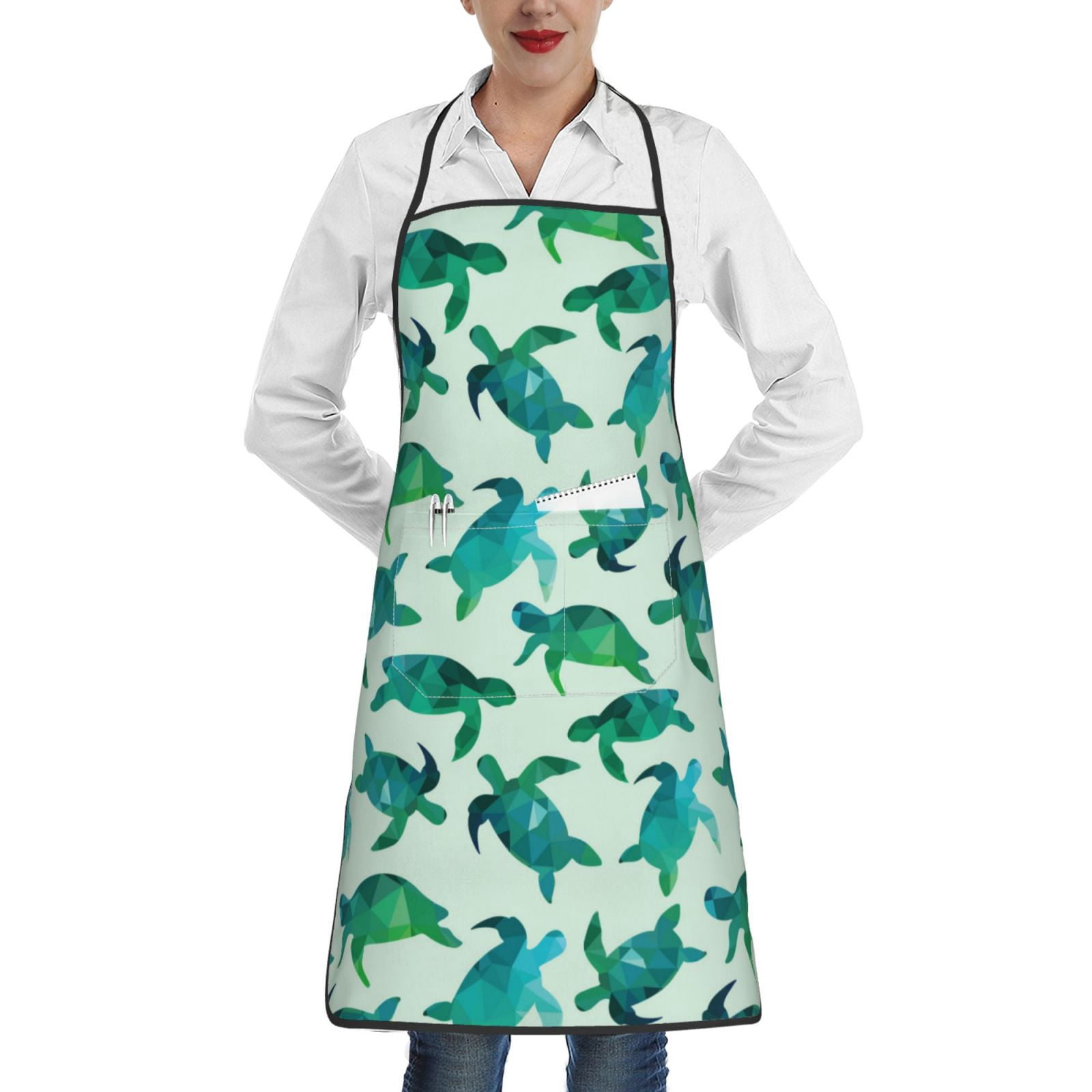 Turtle Kitchen Accessory Rocae Green Sea Turtle for Kitchen Aprons for Women Adjustable Cooking ...