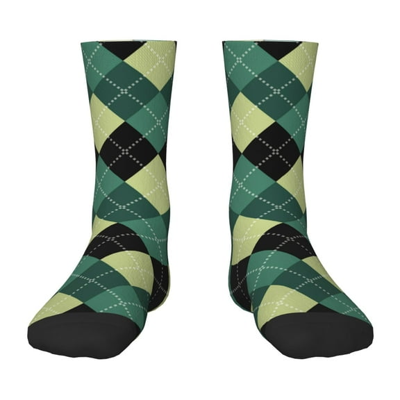 Rocae Green Squares for Girls Boys Crew Socks,Children's Socks, Kids Socks, Toddler Socks: Daily Wear with Kids School Uniform