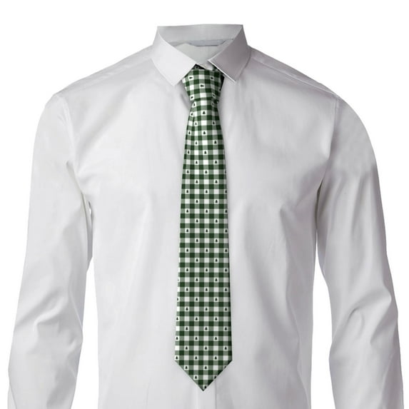 Rocae Green White Christmas Tree Lumberjack Plaid for Soft and Comfortable Men's Tie Necktie Wedding Business